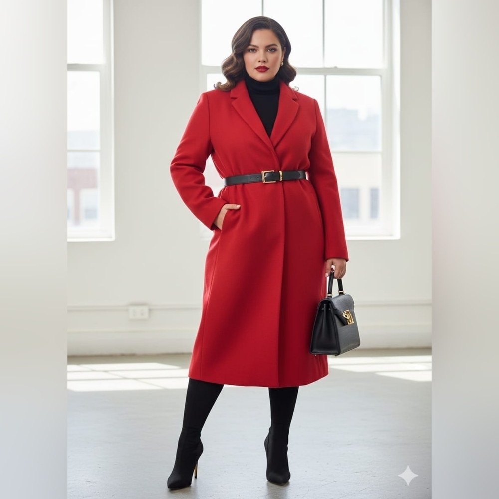 Liz Claiborne Bold Red Wool Coat - Picture 9 of 9